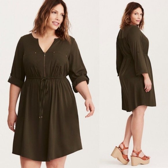 Torrid - Challis Zip Front Shirt Dress 1XL - Picture 1 of 2